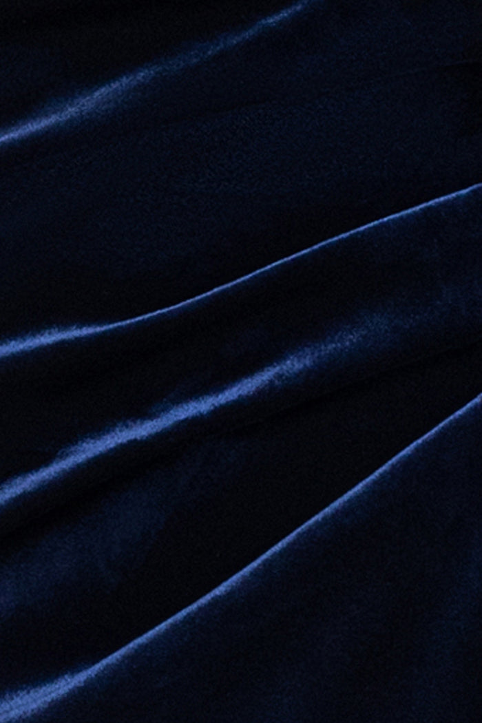 "Alana" Long Off the Shoulder Velvet Ruffle Dress