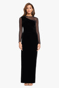 "Alison" Velvet Mesh Long Sleeve Dress