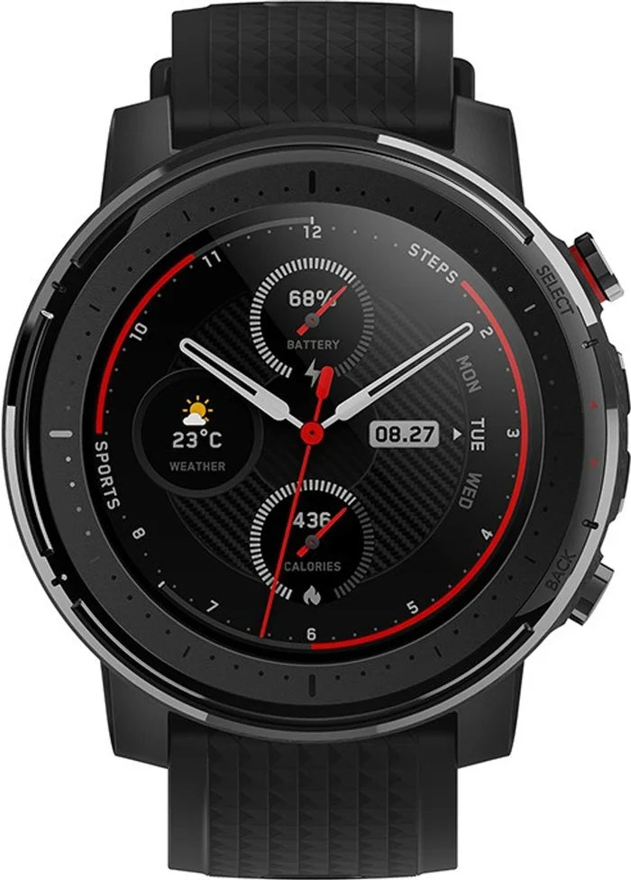 Amazfit Stratos 3 Smartwatch (Black Strap, Regular)