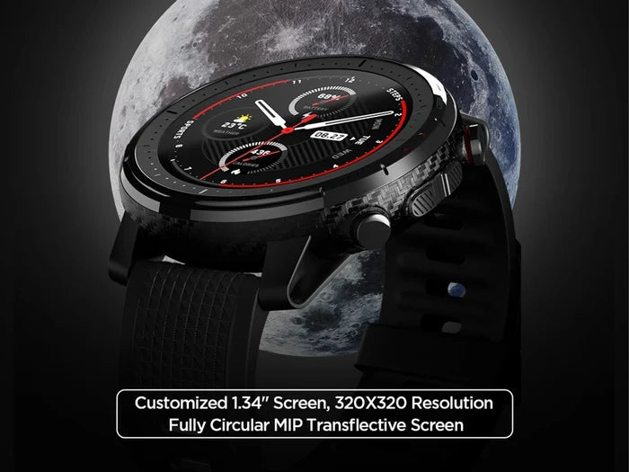 Amazfit Stratos 3 Smartwatch (Black Strap, Regular)