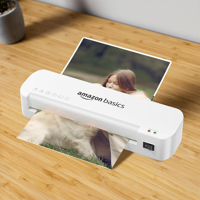 Amazon Basics A4 Laminating Machine | Rapid Lamination | Adjustable Temperature Settings | 1-Year Brand Warranty
