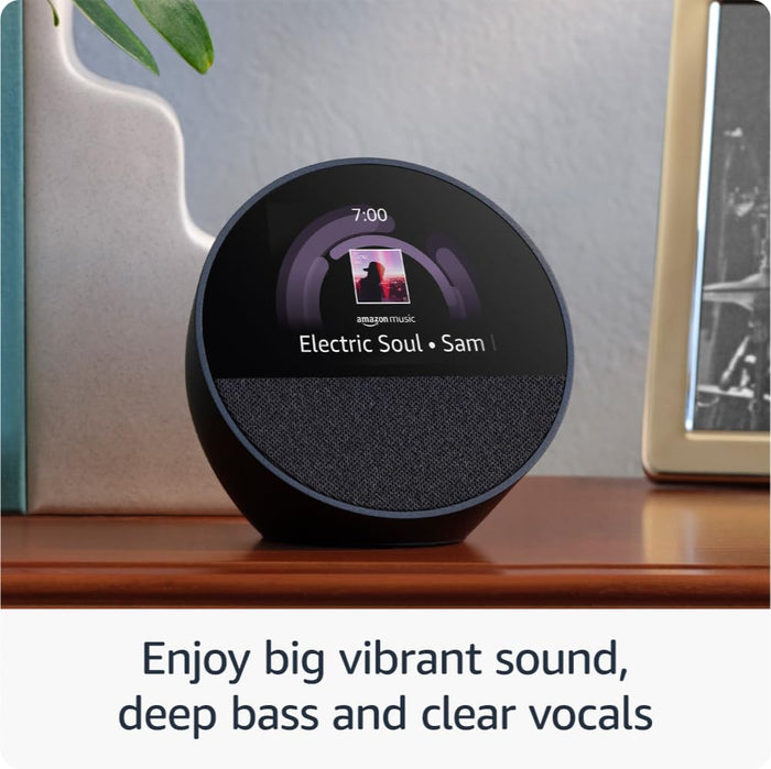 Amazon Echo Spot (latest model), Smart alarm clock with vibrant sound, Alexa and Bluetooth | Blue - Unboxify