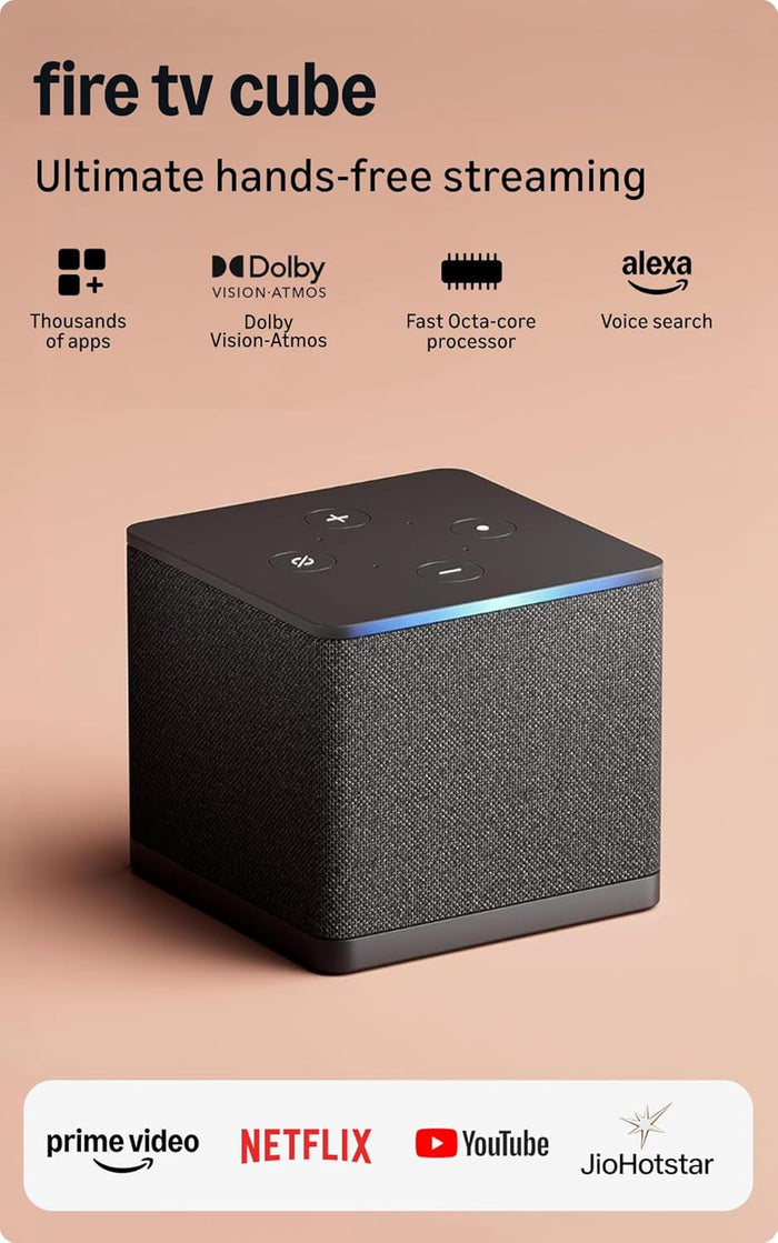 Amazon Fire TV Cube | Hands-free streaming device with Alexa, Wi-Fi 6, 4K Ultra HD (Without Remote and Power Adaptor)