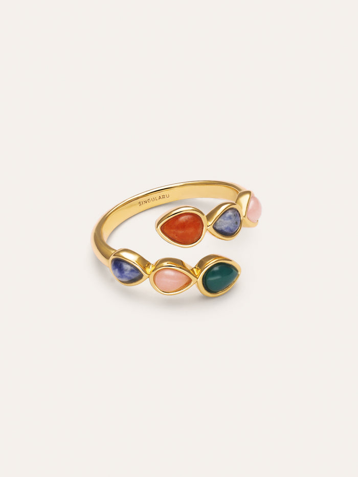 Anillo Gota Stones Baño Oro