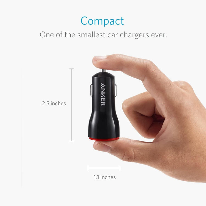 Anker 24W Dual USB Car Charger, PowerDrive 2 for iPhone X / 8/7 / 6s / Plus and More - Grabgear.in