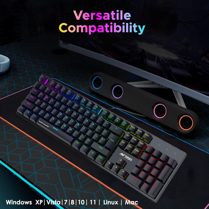 Ant Esports MK3400 V3 Pro Mechanical Pro World of Warship Edition Wired RGB Gaming Keyboard (Black) - Unboxify