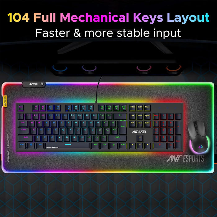 Ant Esports MK3400 V3 Pro Mechanical Pro World of Warship Edition Wired RGB Gaming Keyboard (Black) - Unboxify