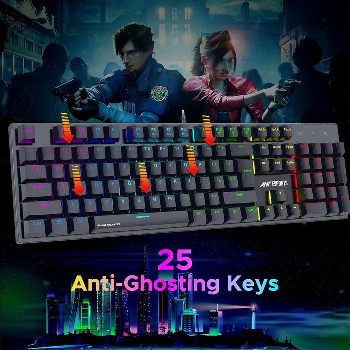 Ant Esports MK3400 V3 Pro Mechanical Pro World of Warship Edition Wired RGB Gaming Keyboard (Black) - Unboxify