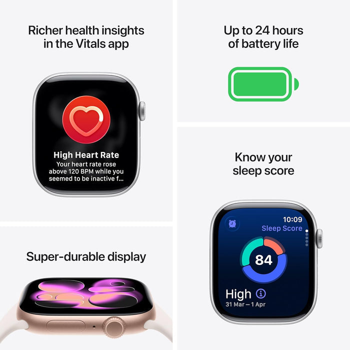 Apple Watch Series 11 GPS Space Grey Aluminium Case with Black Sport Band - M/L - Unboxify