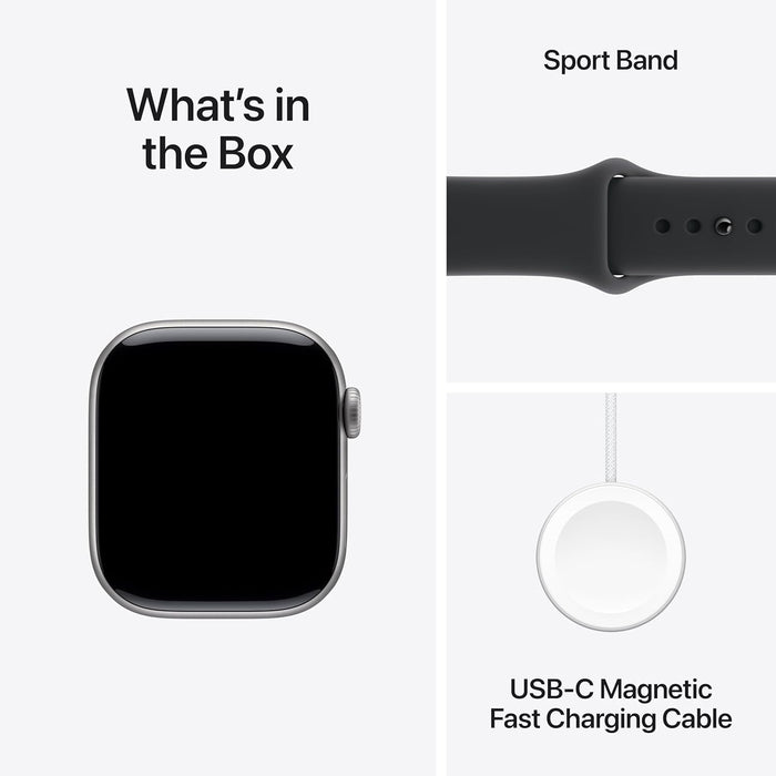 Apple Watch Series 11 GPS Space Grey Aluminium Case with Black Sport Band - M/L - Unboxify