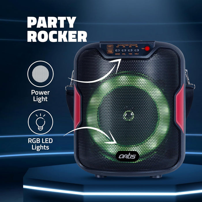 Artis BT303 20W Portable 5.0 Bluetooth Party Speaker with FM/USB/TF Card & Wired Mic