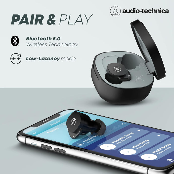 Audio-Technica ATH-SQ1TWWH Wireless in-Ear Headphones, White - Unboxify