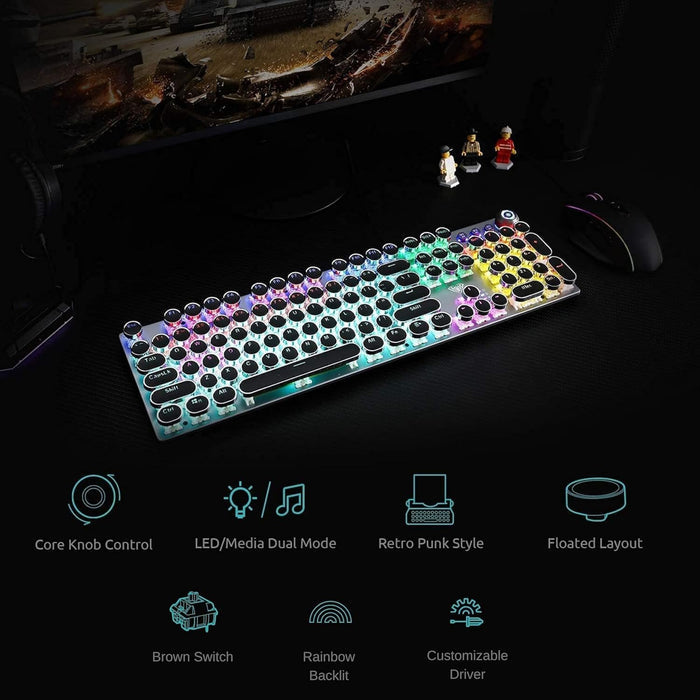 Aula F2088 Wired Mechanical Gaming Keyboard | LED Backlight RGB Gaming Keyboard (Black | Without Handrest | Brown Switch) - Unboxify