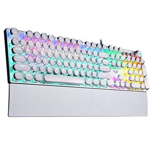 Aula F2088W Mechanical Gaming Keyboard | LED Backlight RGB Wired Keyboard (White | with Handrest | Blue Switch) - Unboxify