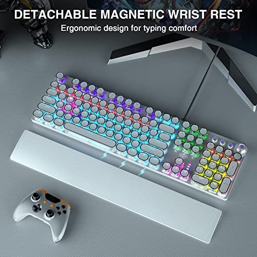 Aula F2088W Mechanical Gaming Keyboard | LED Backlight RGB Wired Keyboard (White | with Handrest | Blue Switch) - Unboxify