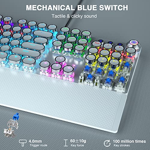 Aula F2088W Mechanical Gaming Keyboard | LED Backlight RGB Wired Keyboard (White | with Handrest | Blue Switch) - Unboxify