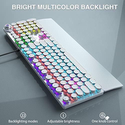 Aula F2088W Mechanical Gaming Keyboard | LED Backlight RGB Wired Keyboard (White | with Handrest | Blue Switch) - Unboxify