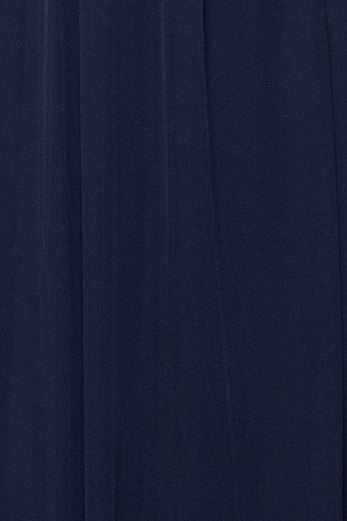 Navy “Aurelia” Sheer Matte Jersey Mesh Beaded Sleeve Dress, sheer matte jersey fabric detail