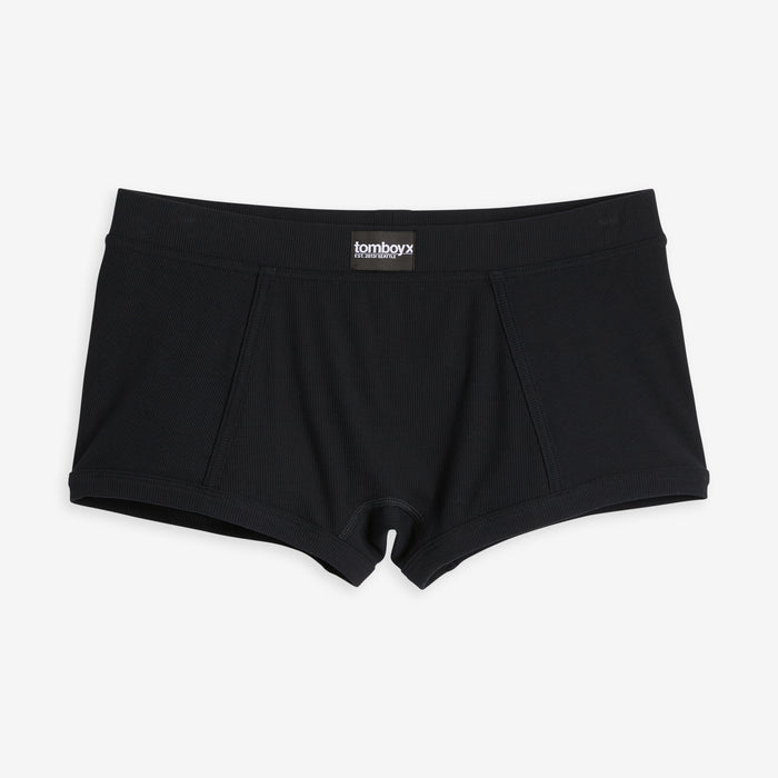 Bamboo Rib Boy Shorts - Black