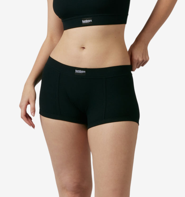 Bamboo Rib Boy Shorts - Black