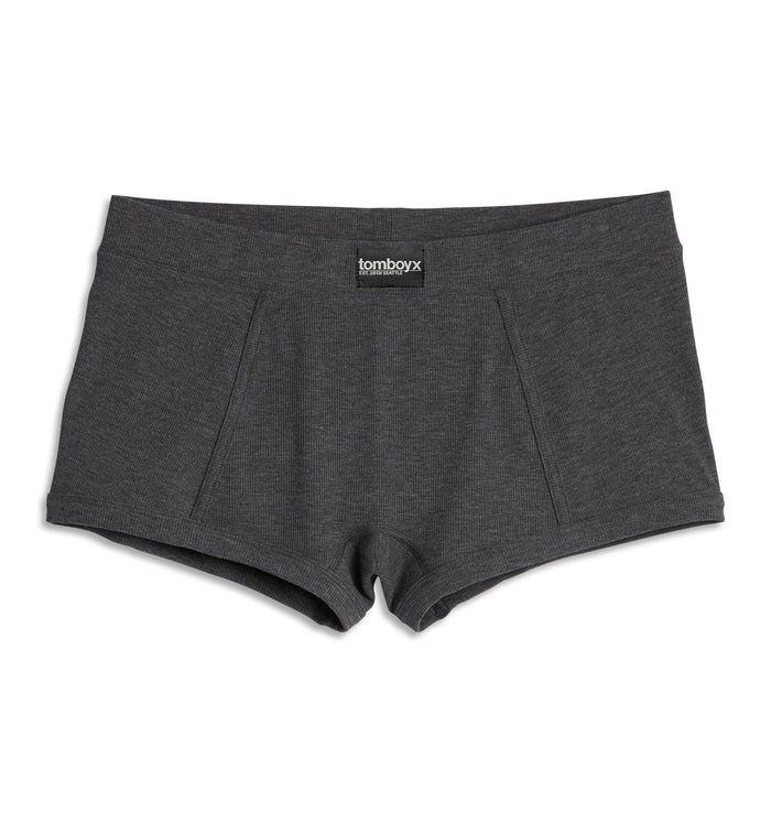 Bamboo Rib Boy Shorts - Heather Gray