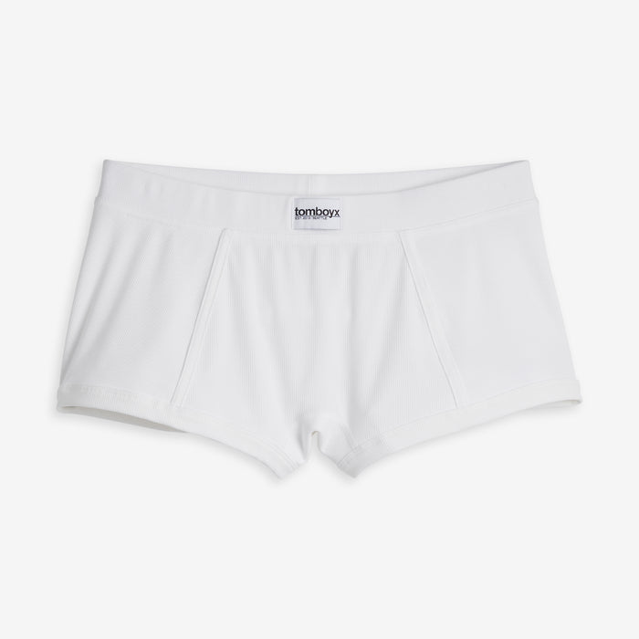 Bamboo Rib Boy Shorts - White