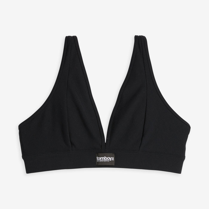 Bamboo Rib Plunge Bra - Black