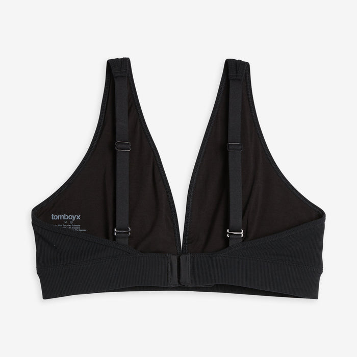 Bamboo Rib Plunge Bra - Black