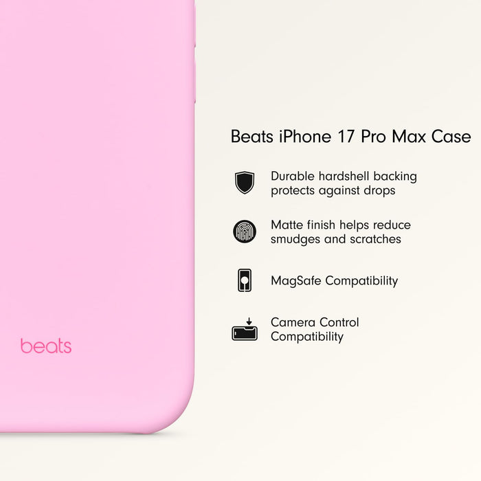 Beats iPhone 17 Pro Max Case with MagSafe & Camera Control, Matte Finish, Microfibre Lining – Pebble Pink