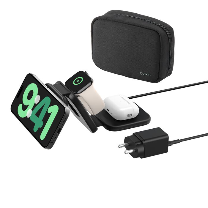 Belkin 3-in-1 Magnetic Wireless Charging Travel Pad with Qi2 15W