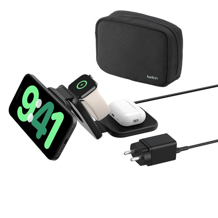 Belkin 3-in-1 Magnetic Wireless Charging Travel Pad with Qi2 15W