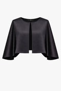 Black “Bella” Satin Cape Shawl Wrap, product-only front view