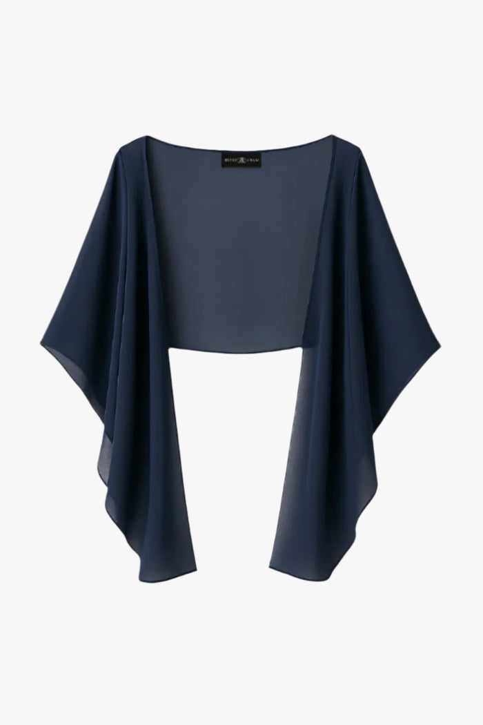 Navy “Bernadette” Chiffon Shawl Wrap, product-only front view