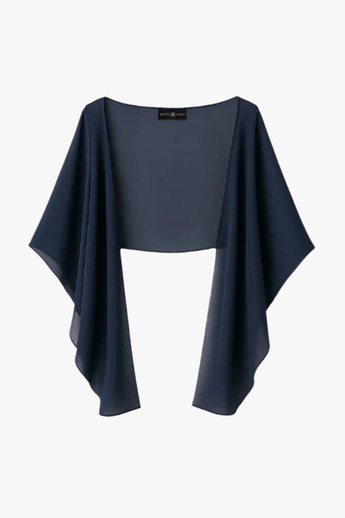 Navy “Bernadette” Chiffon Shawl Wrap, product-only front view
