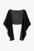 Black “Bernadette” Chiffon Shawl Wrap, product-only front view