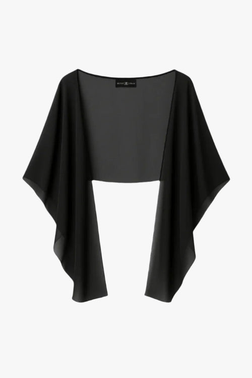 Black “Bernadette” Chiffon Shawl Wrap, product-only front view