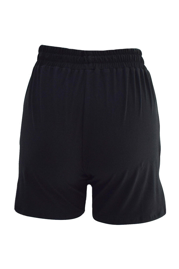 Black Magic jogger shorts in deep black with elastic waistband and adjustable drawstring for comfort and versatile style