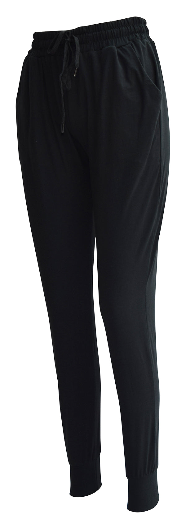 Slim fit Black Magic Joggers in super soft fabric with cuffed bottoms, drawstring waist, and pockets.