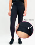 Black Magic winter-lined gym leggings with fleece interior, high waistband, and sleek black design for cold-weather workouts.