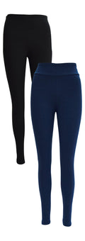Pair of black and navy leggings for women, perfect for casual wear or workouts
