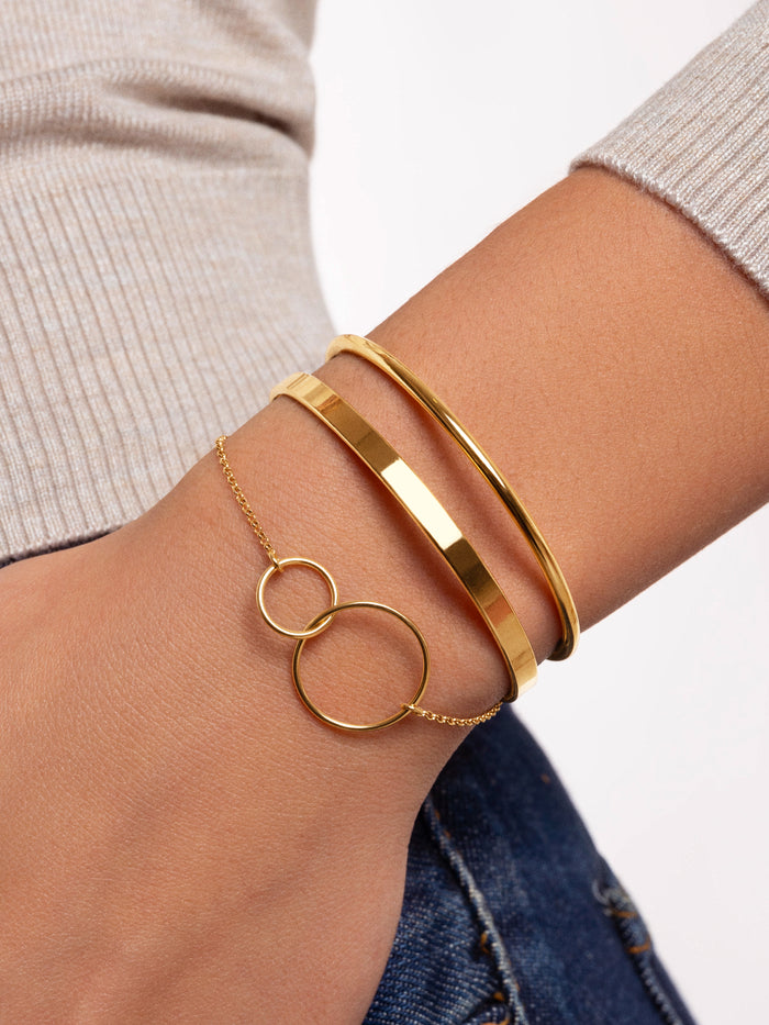 Brazalete Plate Acero Baño Oro