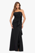 "Brianne" Techno Scuba Side Ruffle Dress