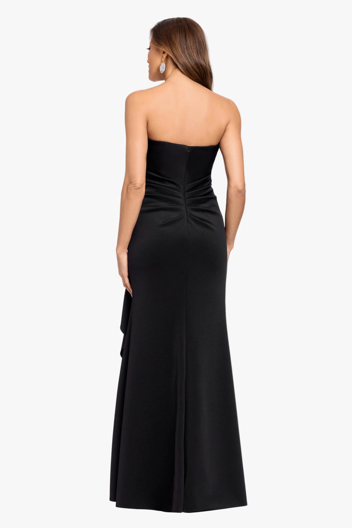 "Brianne" Techno Scuba Side Ruffle Dress
