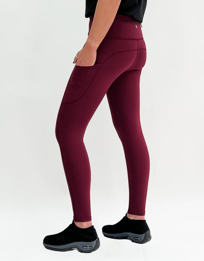Burgundy Magic Winter-Lined Thermal Leggings