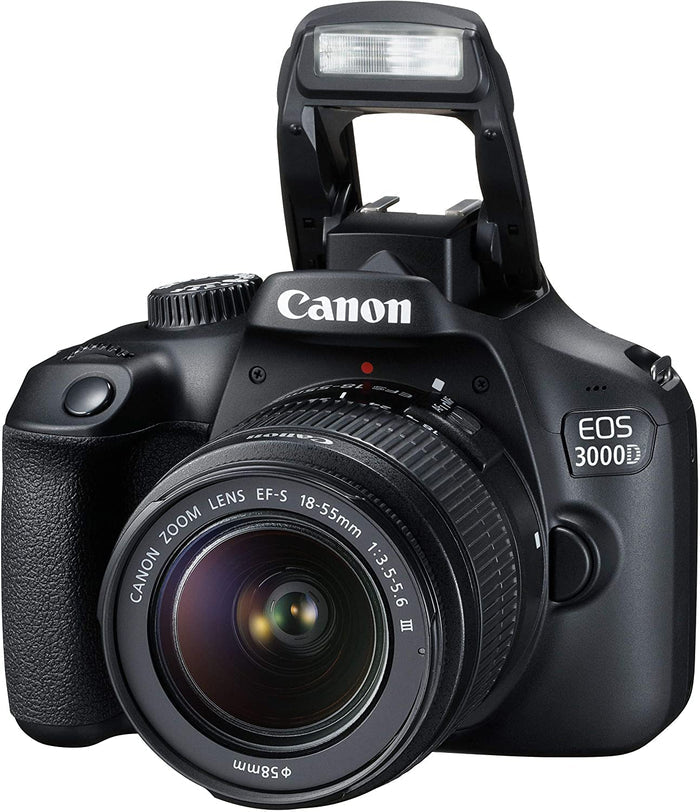 Canon EOS 3000D 18MP Digital SLR Camera (Black) (UNBOXED) - Unboxify