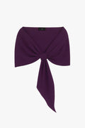 Plum “Carol” Techno Scuba Pull Through Shawl Wrap, product-only front view