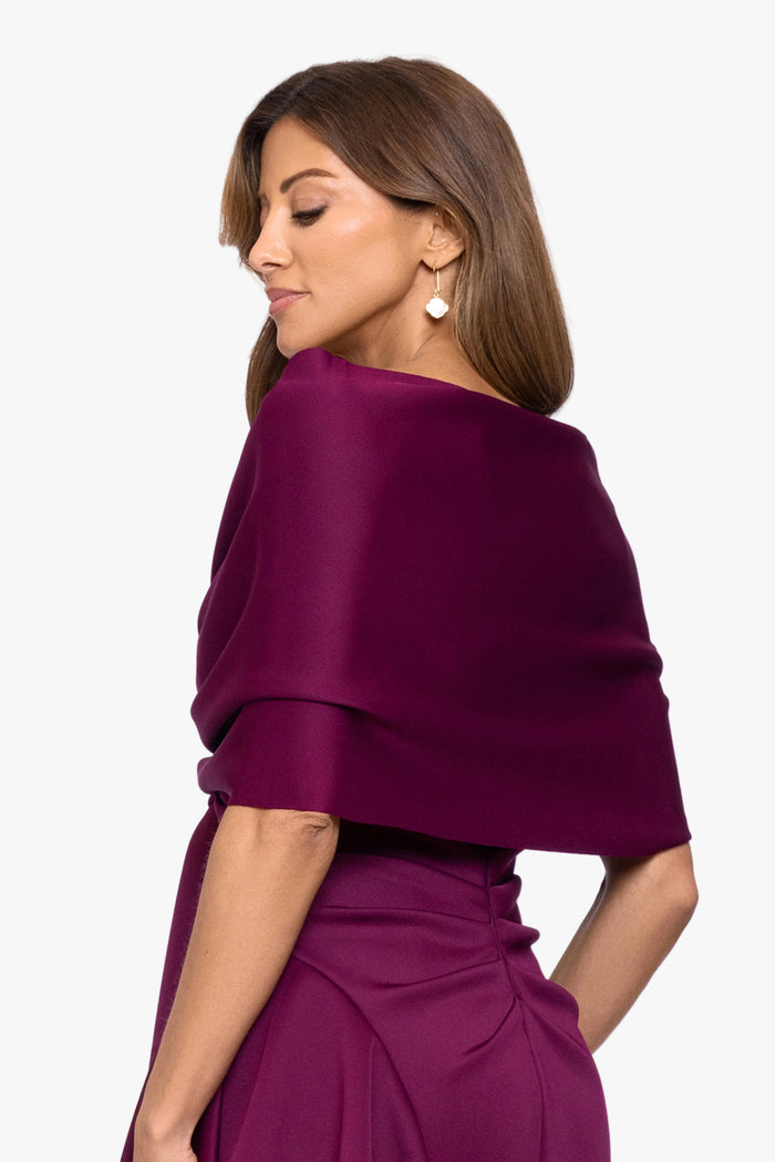 Raisin “Carol” Techno Scuba Pull Through Shawl Wrap, worn back view