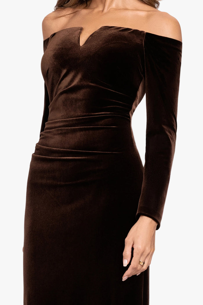 "Christy" Off the Shoulder Velvet Dress