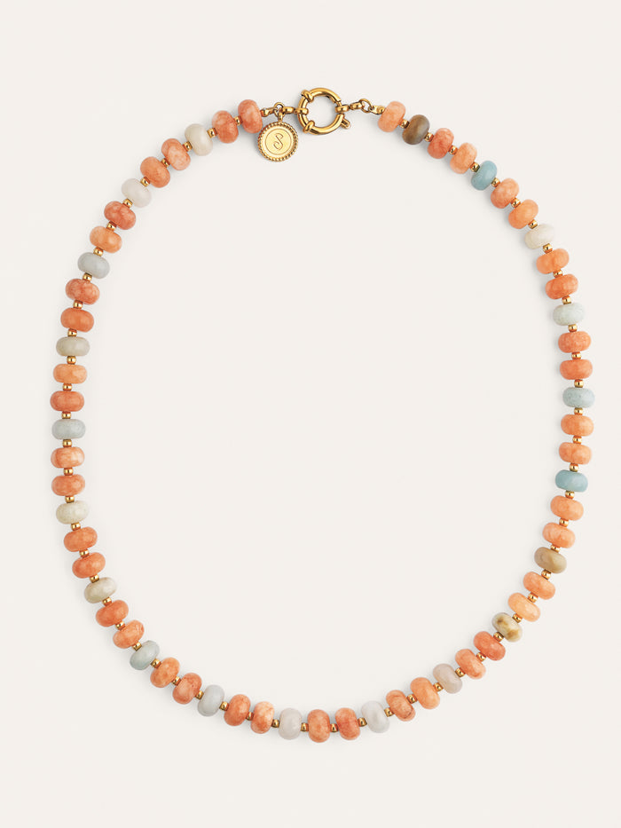 Collar Ámbar Stones Acero Baño Oro