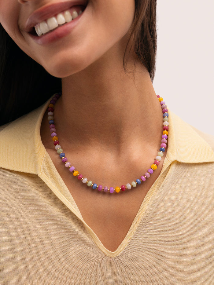 Collar Bali Stones Acero Baño Oro